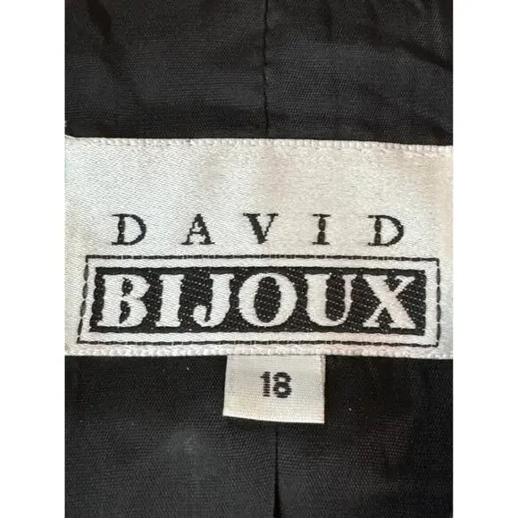 Vtg Glam Black Rhinestone Embellished Blazer Jacket 18 Sophisticated Evening 80s - Picture 5 of 9